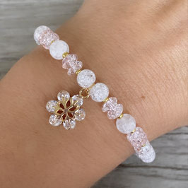 Armband, Halbedelsteine "Schneeflocke, Bergrkistall, hellrosa/flieder"