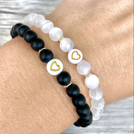 Armband, Selenit oder Onyx, schwarz oder weiß
