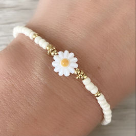 Gänseblümchen-Armband "Perlmutt, weiß"