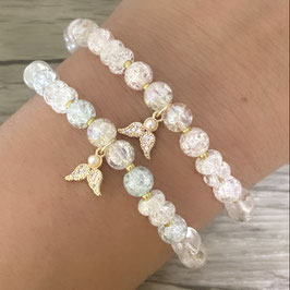 Armband, Bergkristall, Schneeflocke "Angel Wings"