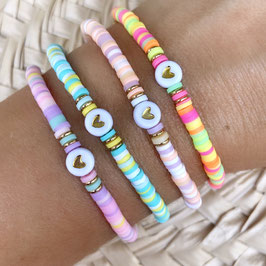 Katsuki Armband "Rainbow, Herzperle, gold"