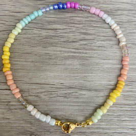 Fußkette mit Karabinerhaken "Regenbogen"