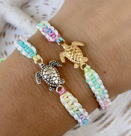 Makramee-Armband, rainbow, Schildkröte