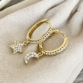 Ohrhänger "Mond und Stern, goldfarben"