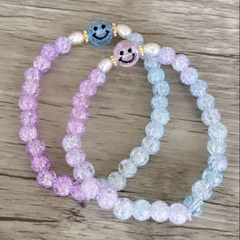 gecracktes Rainbow-Armband, magenta-blau, Smiley