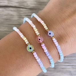 Mini-Armband, Evil Eye, Rainbow, schimmernd