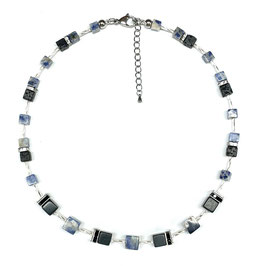 Halskette Würfelkette mit Sodalith Lava und Onyx handgefertigt