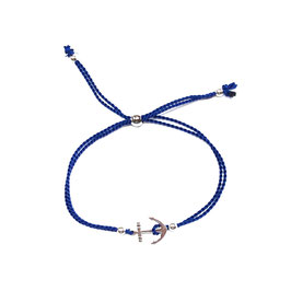 Armband Perlseide blau 925 Silber Anker