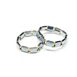 Ring elastisch mit Tila- und Delica Glasperlen anthrazit/gold