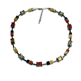 Halskette Würfelkette mit Onyx Jaspis und Aventurin handgefertigt