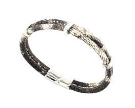 Armband Leder Schlangenprägung brauntöne Edelstahl Magnet Verschluss