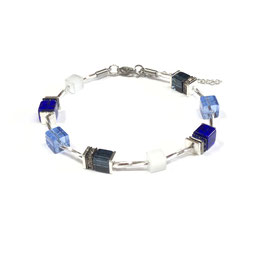 Armband Glaswürfel blautöne