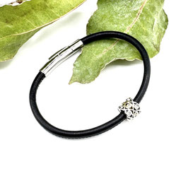 Armband Nappaleder schwarz mit Strass besetzten Edelstahl Bead
