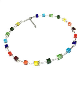 Halskette Würfelkette Glaswürfel "Kunterbunt" handgefertigt