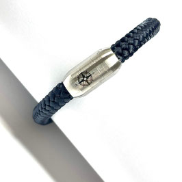 Armband Segelseil dunkelblau Edelstahl Magnet Verschluss mit Kompass Gravur