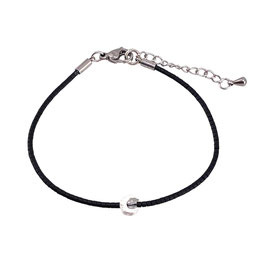 Armband Delica Glasperlen in matt schwarz mit 925 Silber Mond und Swarovski Kristall