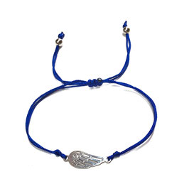 Armband Seidenband blau mit Flügel Verbinder Edelstahl
