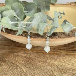 Ohrringe 925 Silber Einhänger mit matten Amazonit Linsen und Perlen