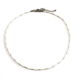 Halskette Delica Perlen weiß gold silber handgefertigt