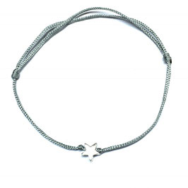 Armband Seidenband grau blau schwarz 925 Silber Stern gebürstet 5 mm