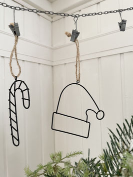 Metallhänger Weihnachtsmannmütze - schwarz