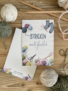 Große Postkarte "Stricken macht glücklich"