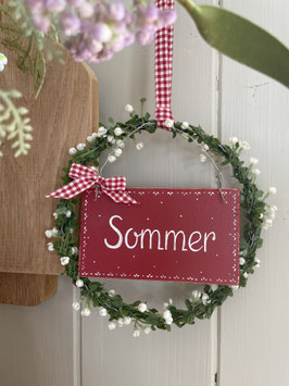 Blütenkranz "Elsie" - mit Holzschild "Sommer"