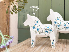 Dala-Pferd "Remy" - 17 cm - kantige Form - aus der Kollektion Blå Blomma