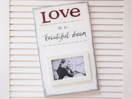 Holzschild "Love..." - mit Fotorahmen