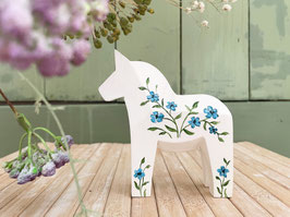 Dala-Pferd "Rasmus" - 10 cm - kantige Form - aus der Kollektion Blå Blomma