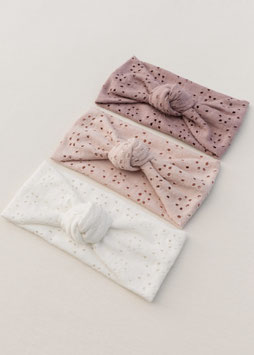 Haarknoten Set: Warmweiß, Puder und Altrosa- Broderiejersey