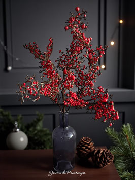 Piquet de 5 branches de baies rouges