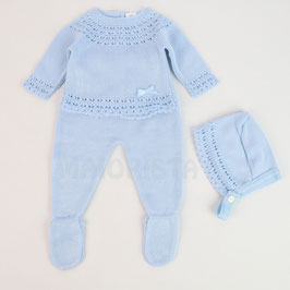Feinstrickset aus Portugal 3tlg Größe Newborn 50/56 hellblau