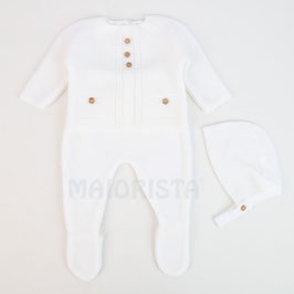 Feinstrickset aus Portugal "baby Maior" 3tlg Größe Newborn 50/56 weiß