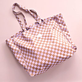 Baumwolltasche handbedruckt check caramel