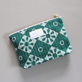 quilted Pouch flowers green