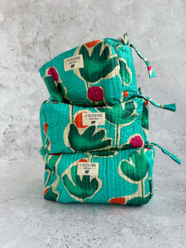 Necessaire summer flowers turqoise