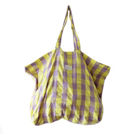 Baumwolltasche check lemon purple