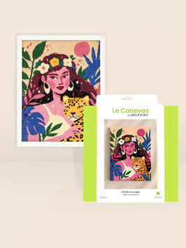 Tapisserie-Stickset "Frau mit Leopard"