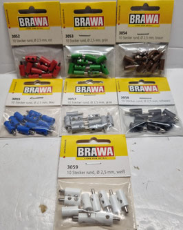 Fiche mâle - Ø 2,5 mm - toute couleurs   x10  Réf: 305x  BRAWA
