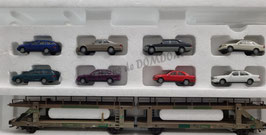 wagon porte auto double  + voitures occasion 3 R HO 1/87 réf : 47121 MARKLIN   LC-31