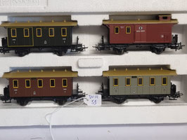 voiture  3 rails   coffret 4 voitures voyageurs "prussiennes "    HO 1/87  occasion  Réf 4035  MARKLIN  DV14-059