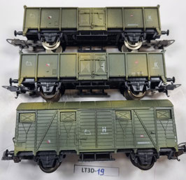 lot de 3 wagons militaire de la Db occasion sans boite HO 1/87   Réf:    LIMA   LT3D-19