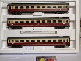 voitures  3 rails   coffret de 3 intercity  de la BD   HO 1/87 occasion  Réf 42993  MARKLIN   DV14-062