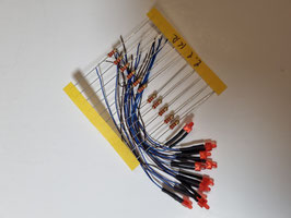 kit 10 LEDS rouge fin de convoi + résistances 2.2 KΩ   Réf:  LT3D-93