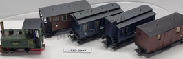 loco decauville  Hoe + 3 voitures voyageurs couverte  occasion    Réf:    JOUEF   LT3D-997