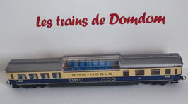 voiture voyageur panorama DB 1 Cl Deutsche Bundesbahn train ivoire/bleu occasion HO 1/87 Réf: 3150 LT3D-454  ROWA