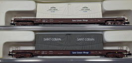 set de 2 wagons transport de verre "St GOBAIN"   N 1/160 LSMODELS