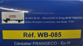 wagon céréalier  HO 1/87  Réf: WB-085 REE