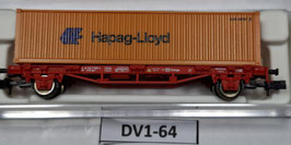 wagon plat avec conteneur " HAPAG " occasion N 1/160    Réf         FLEISCHMANN    DV01-64